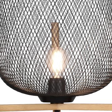 etc-shop Stehlampe, Leuchtmittel nicht inklusive, Stehleuchte Standlampe Wohnzimmerleuchte E27 Holz braun Metallgitter