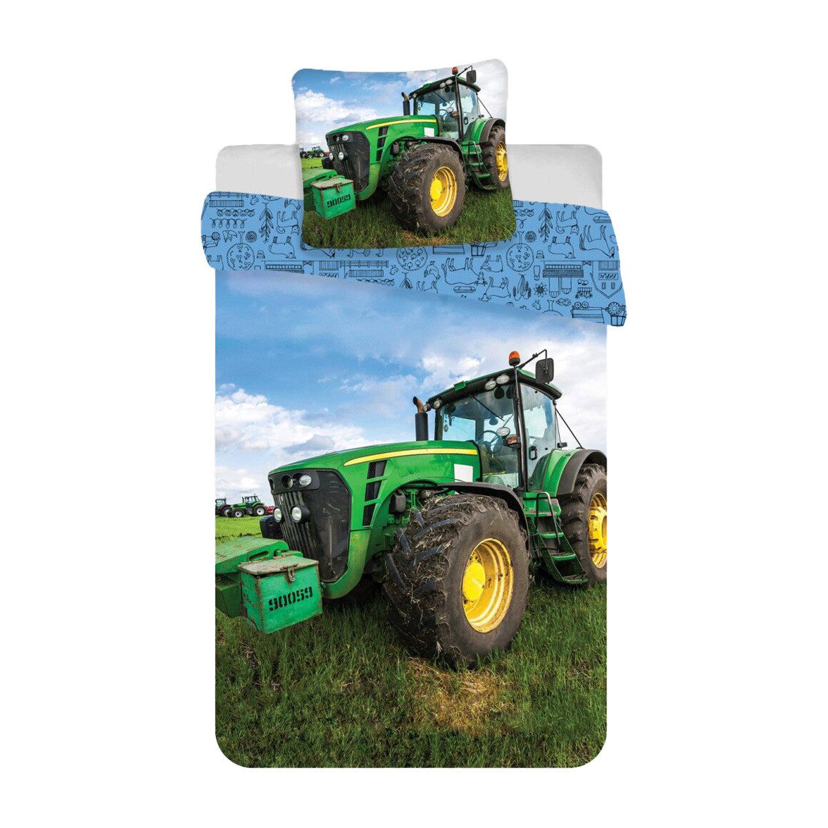 FARO pln Kinderbettwäsche Traktor Unisex Kinder, Renforcé, 2 teilig