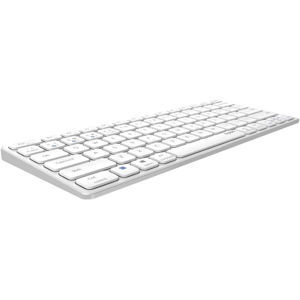 Rapoo E9600M Wireless-Tastatur (Kabellos Deutsches-Layout QWERTZ Weiß flaches Aluminium Design)