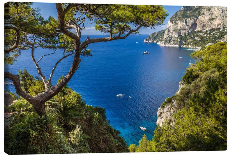 Posterlounge Leinwandbild Christian Müringer, Traumhafter Meerblick in Capri (Italien), Wohnzimmer Maritim Fotografie