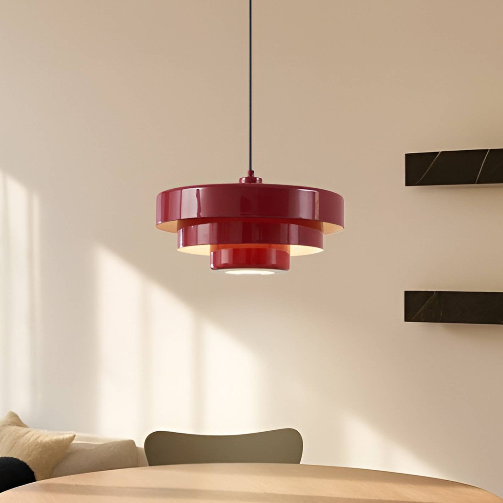 Lindby Hängeleuchte Tivra, Metall, Rot IP20, 1 x 15 W LED günstig online kaufen
