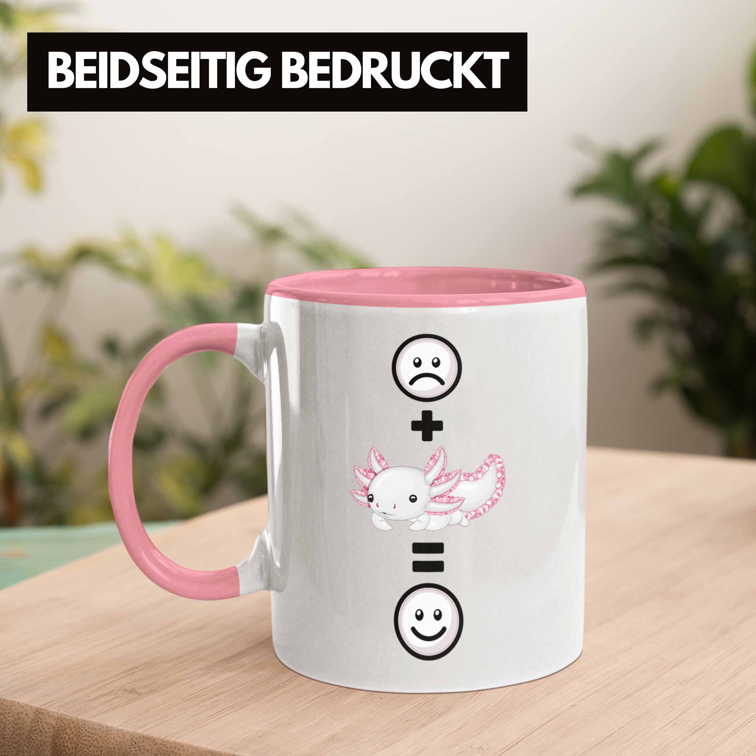 Lustige Trendation Geschenk Axolotl Tasse Schwanzlurch-Fans Tasse Axolotl für Geschenki Rosa