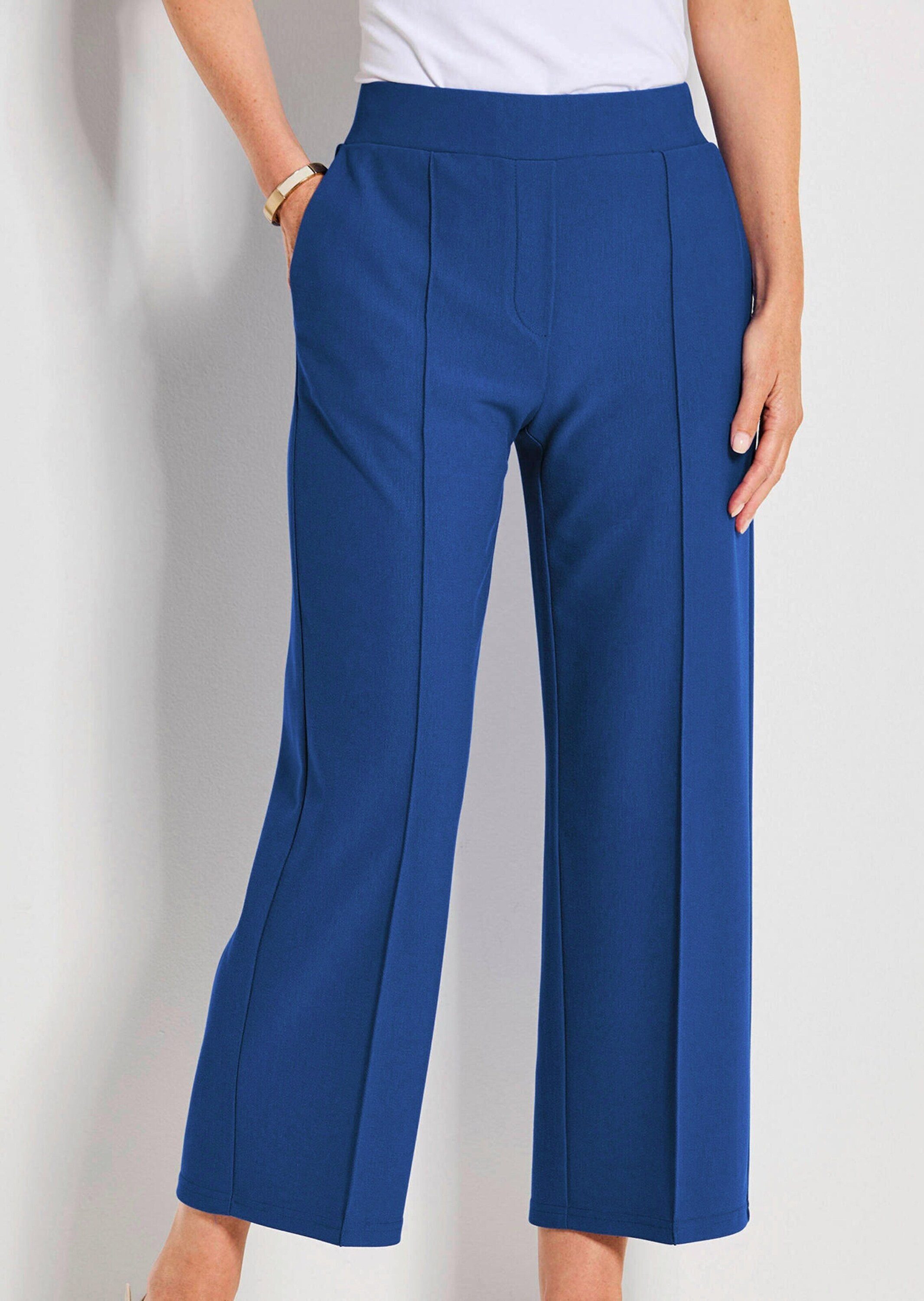 GOLDNER Stoffhose Elegante Stoffhose mit Biesen Schlupfhose mit Rundum-Dehnbund, Eingriffstaschen und Knöchellänge