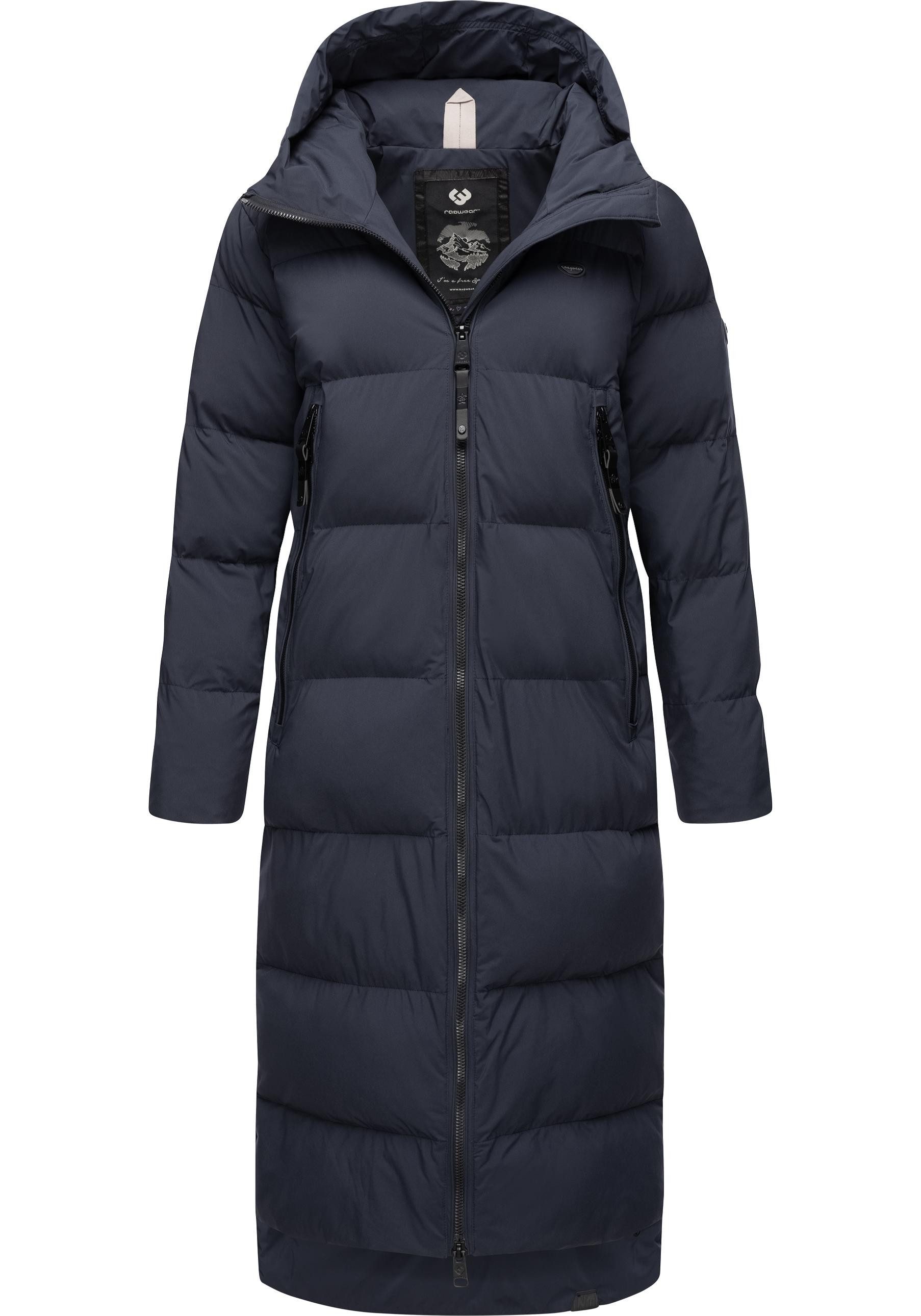 Ragwear Wintermantel Patrise Extralanger Damen Winter Steppmantel mit Gehschlitzen