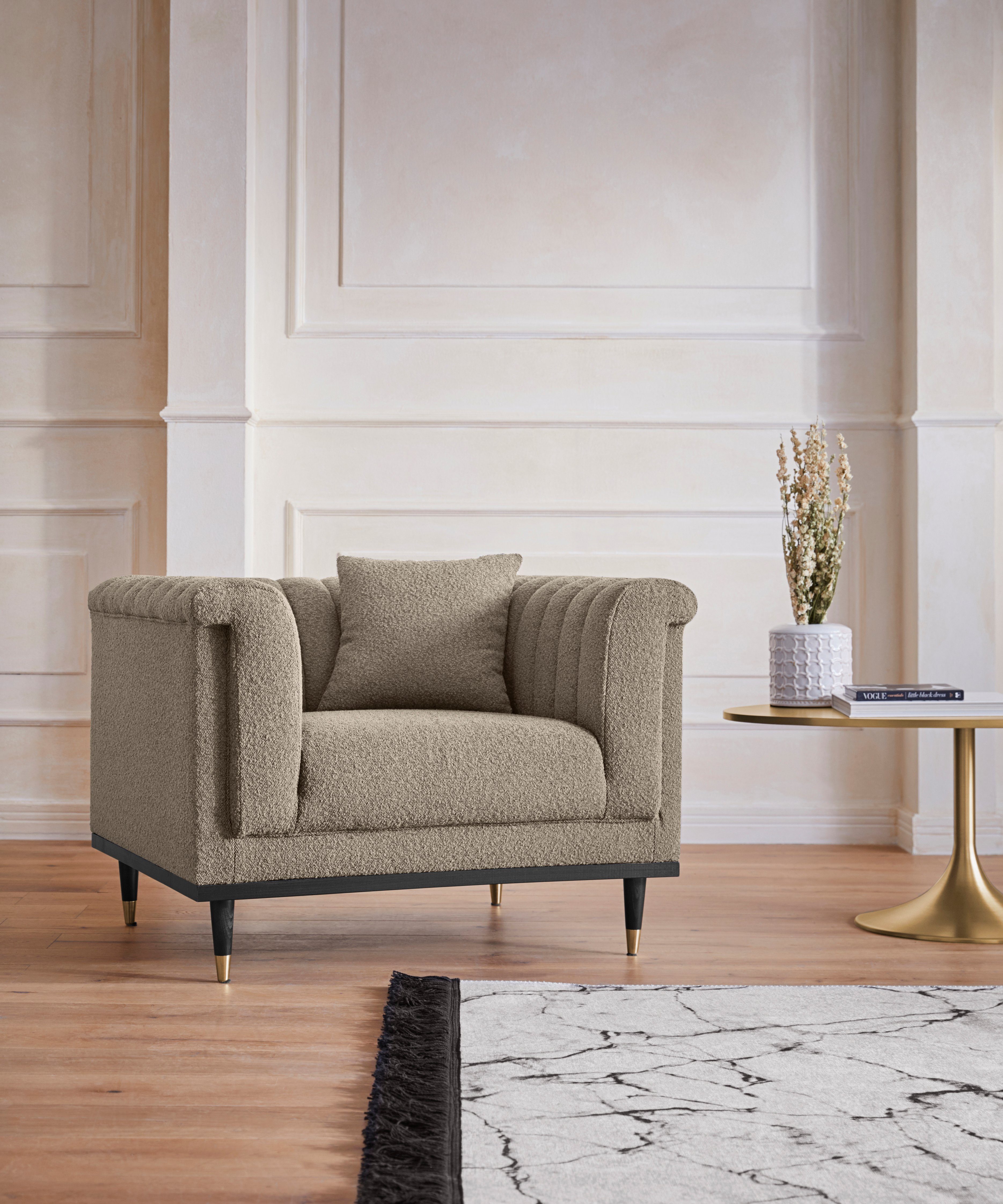 Home affaire Cocktailsessel Chamby New Sessel, im Bouclé-Strukturbezug mit Steppung im Lehnenbereich