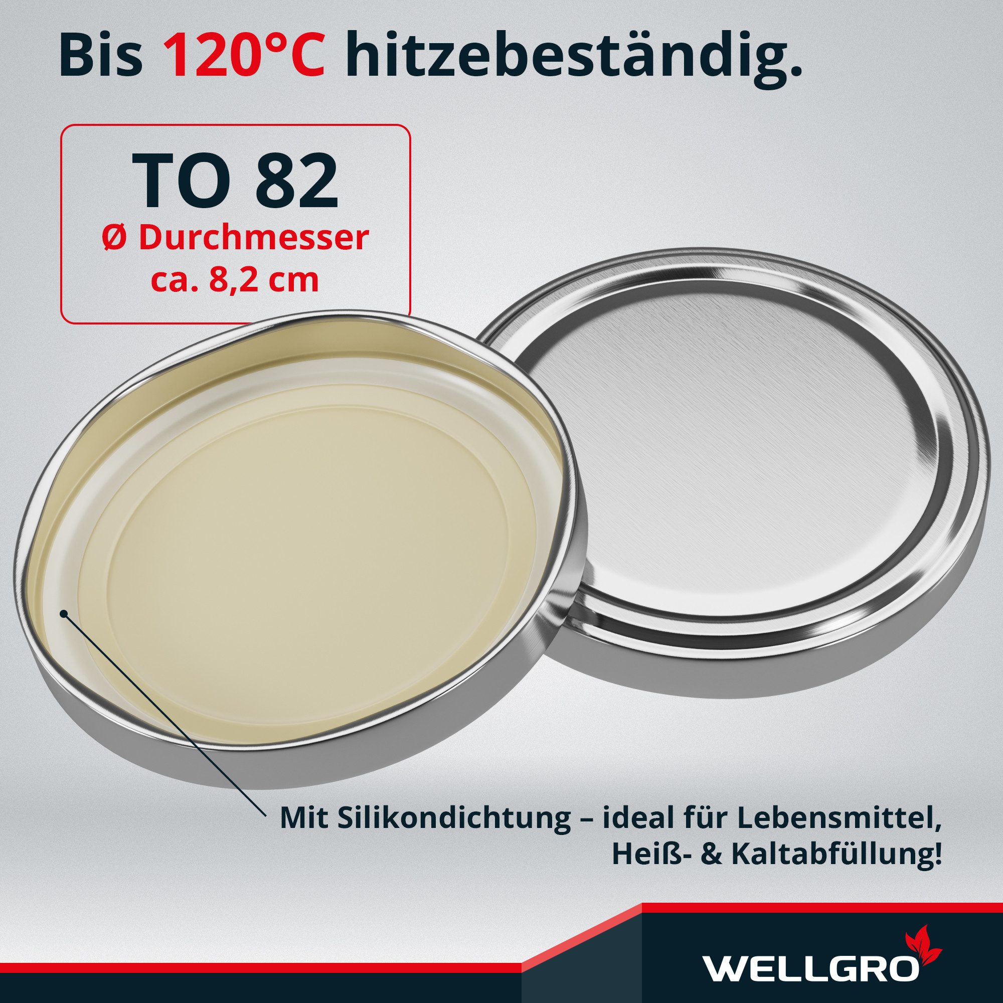 Wellgro Vorratsglas Einmachdeckel TO 82 - Twist-Off-Deckel, (50-tlg)