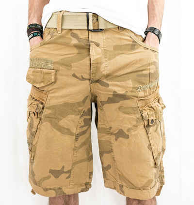 Geographical Norway Cargoshorts Herren kurze Hose Brpanoramique Camo (1-tlg) Mit Gürtel