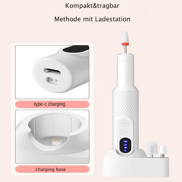 HOUROC Maniküre-Pediküre-Set Maniküre-Pediküre-Set,Elektrische Nagelfeile, 6 Aufsätze zur Nagelpflege,2 Arten der Aufladung,18000U/min, 3 Geschwindigkeitsstufen,mit LED Anzeige,für GelnägelAcrylnagel