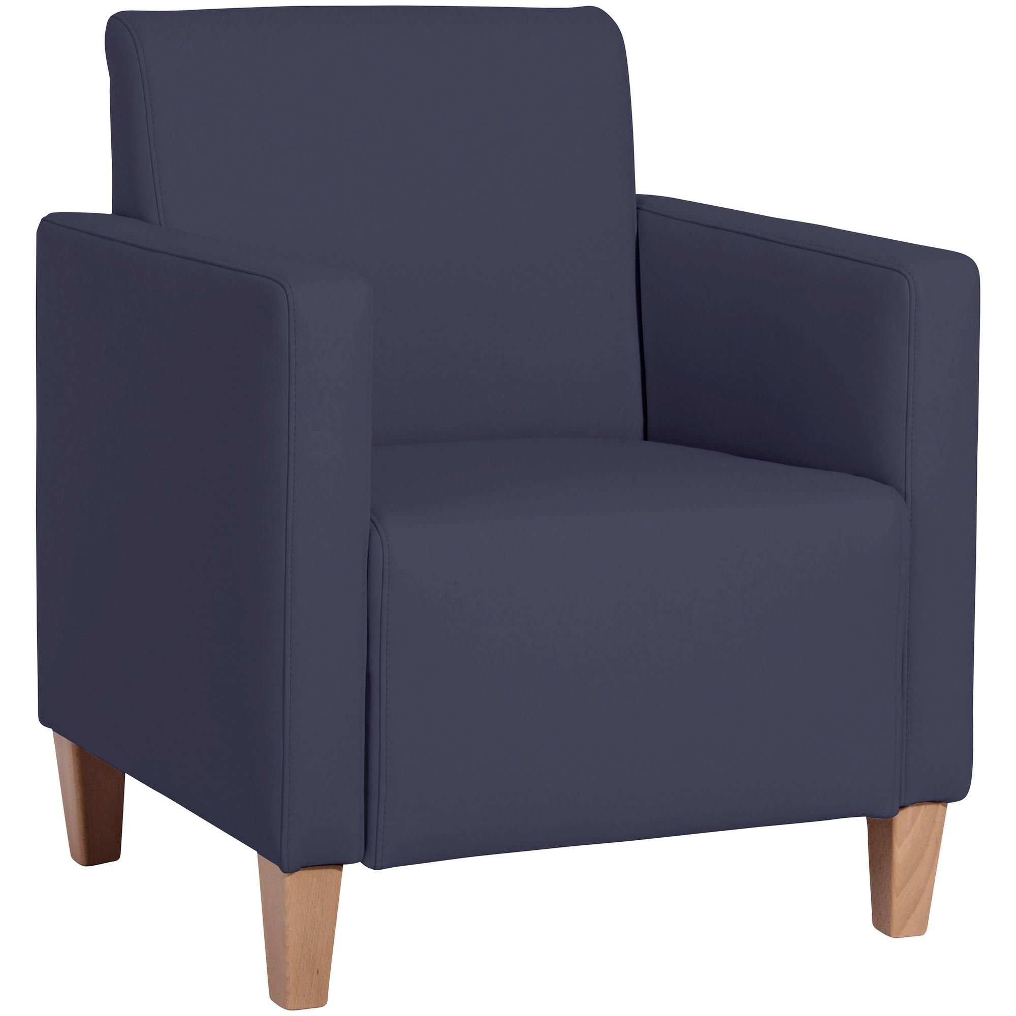 (Sparpreis 22215 dunkelblau Sessel verarbeitet,bequemer Kessel Buche 58 Kostenlosem 1-St), Karol Sitz Bezug inkl. / Sessel Kunstleder hochwertig Versand, aufm natur