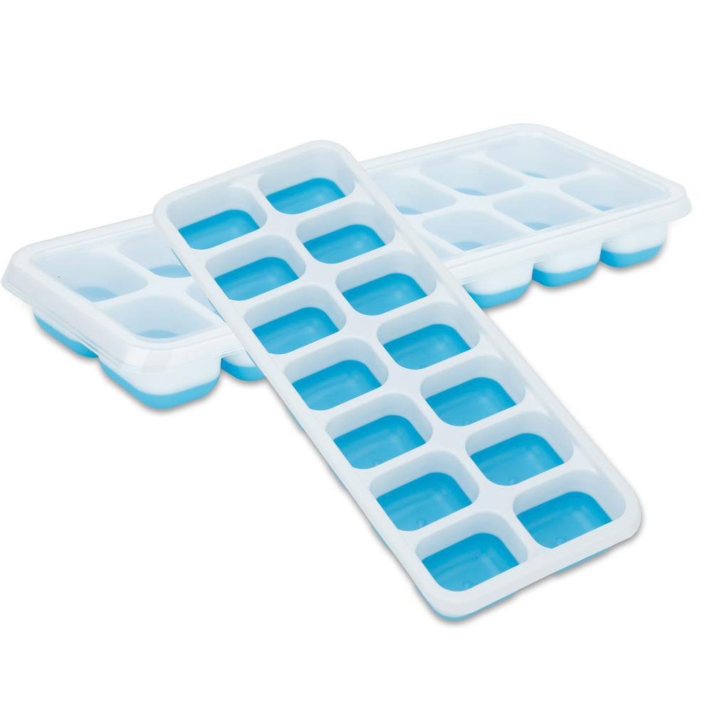 (4-tlg), Silikonformen - BLAU Eiswürfel mit Intirilife 4er Set Deckel Eiswürfelform,