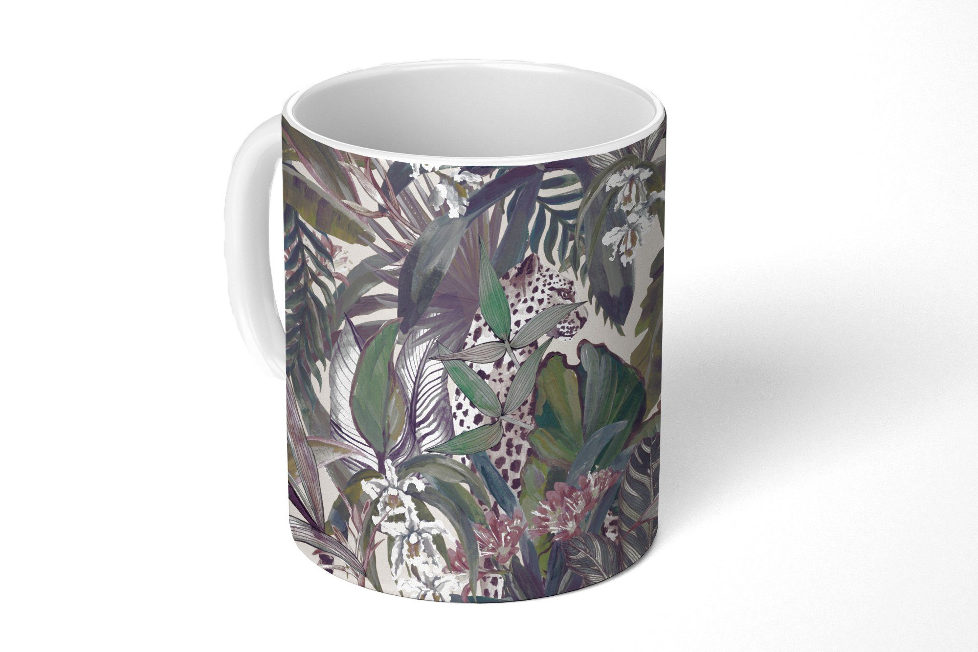 MuchoWow Tasse Keramik, Teetasse, Vintage Panther Kaffeetassen, - Geschenk - - Muster, Dschungel Teetasse, Becher