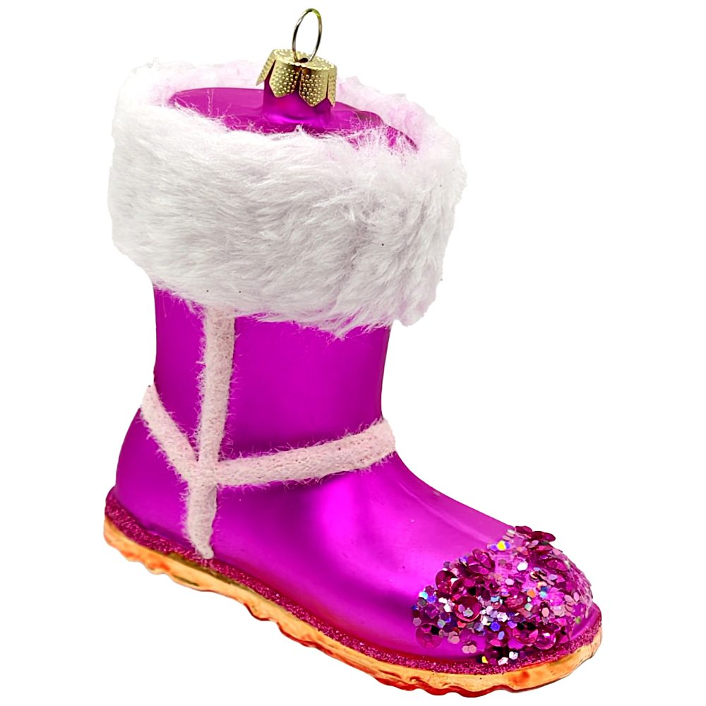 Holly & Jolly Christbaumschmuck Winterstiefel, pink 9 x 9cm Glasornament (1-tlg), handbemalt