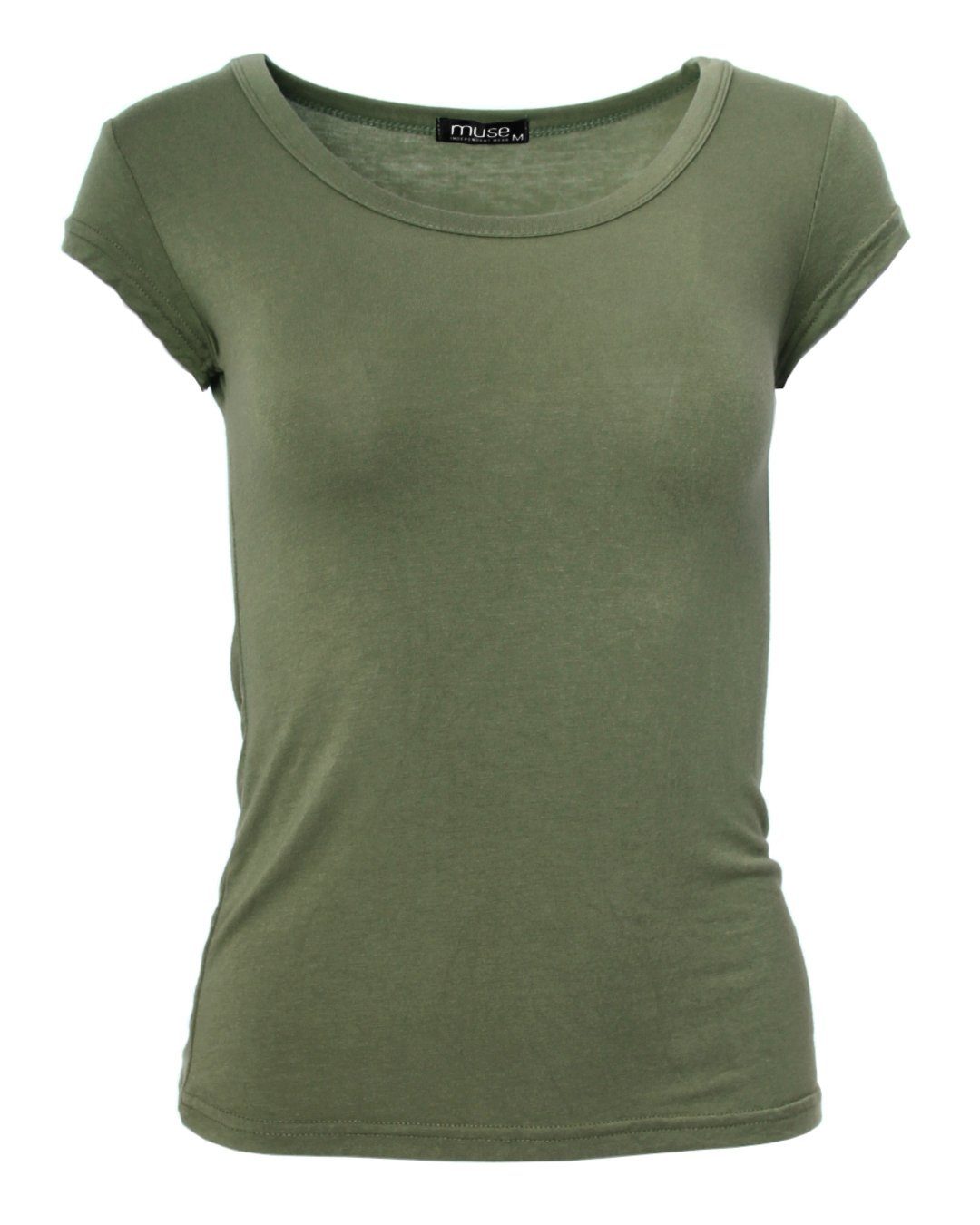 Muse T-Shirt Basic Kurzarm T-Shirt Skinny Fit 1001 olive