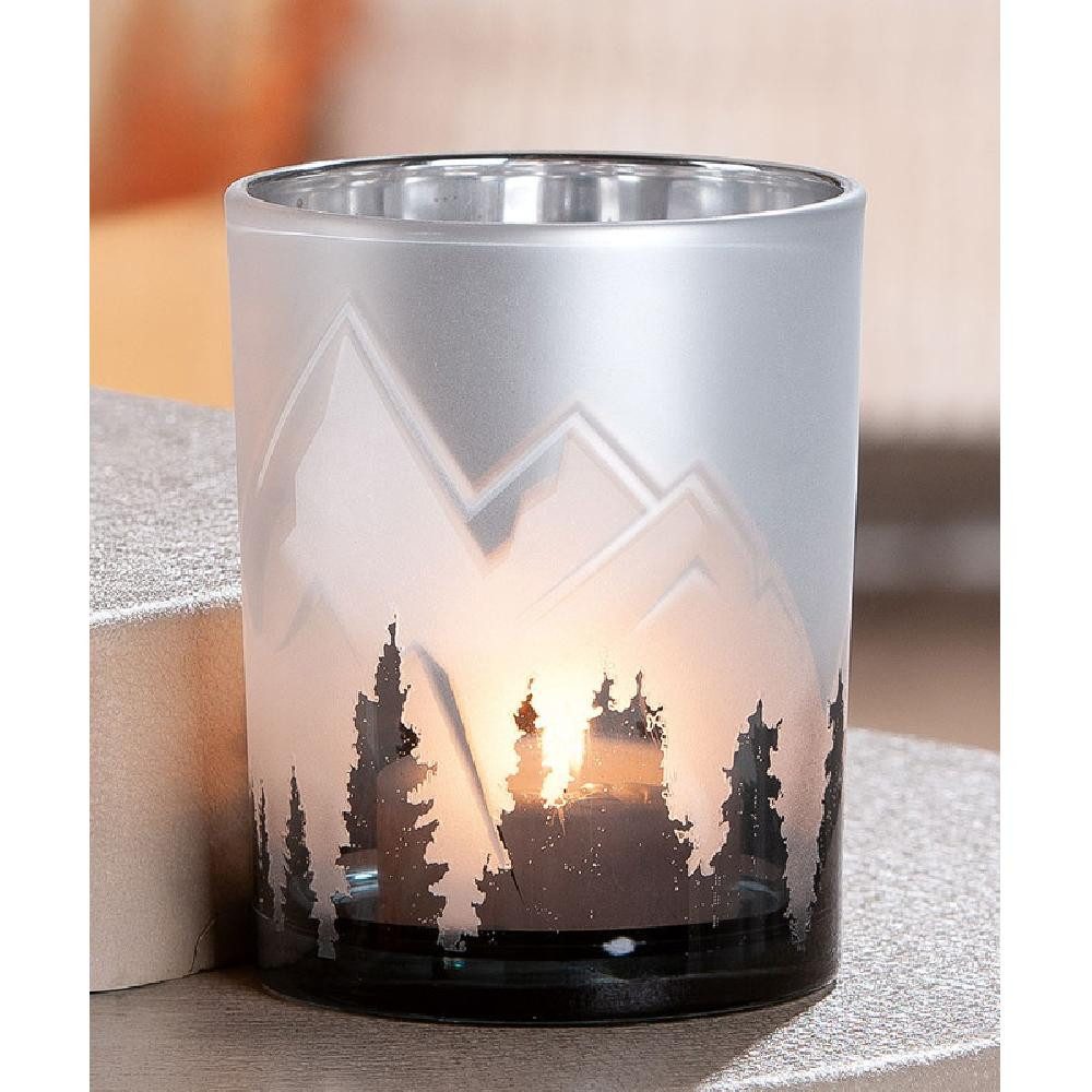 GILDE Kerzenhalter Windlicht Alpenpanorama Bergmotiv (12,5cm)