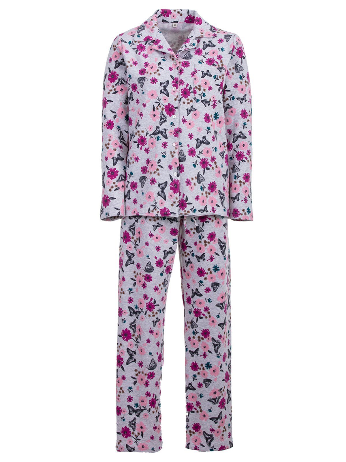 Set Knopfleiste Thermo Butterfly Schlafanzug Pyjama - zeitlos