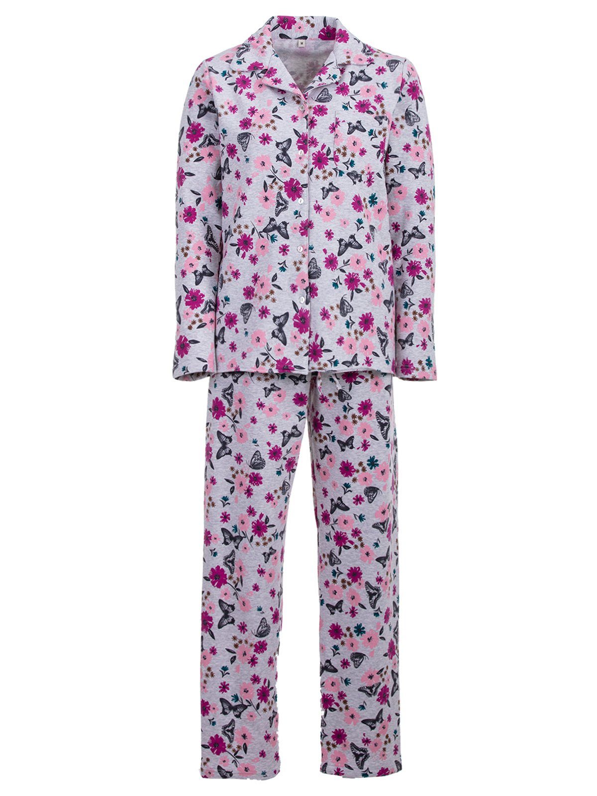 zeitlos Schlafanzug Pyjama Set Thermo - Butterfly Knopfleiste