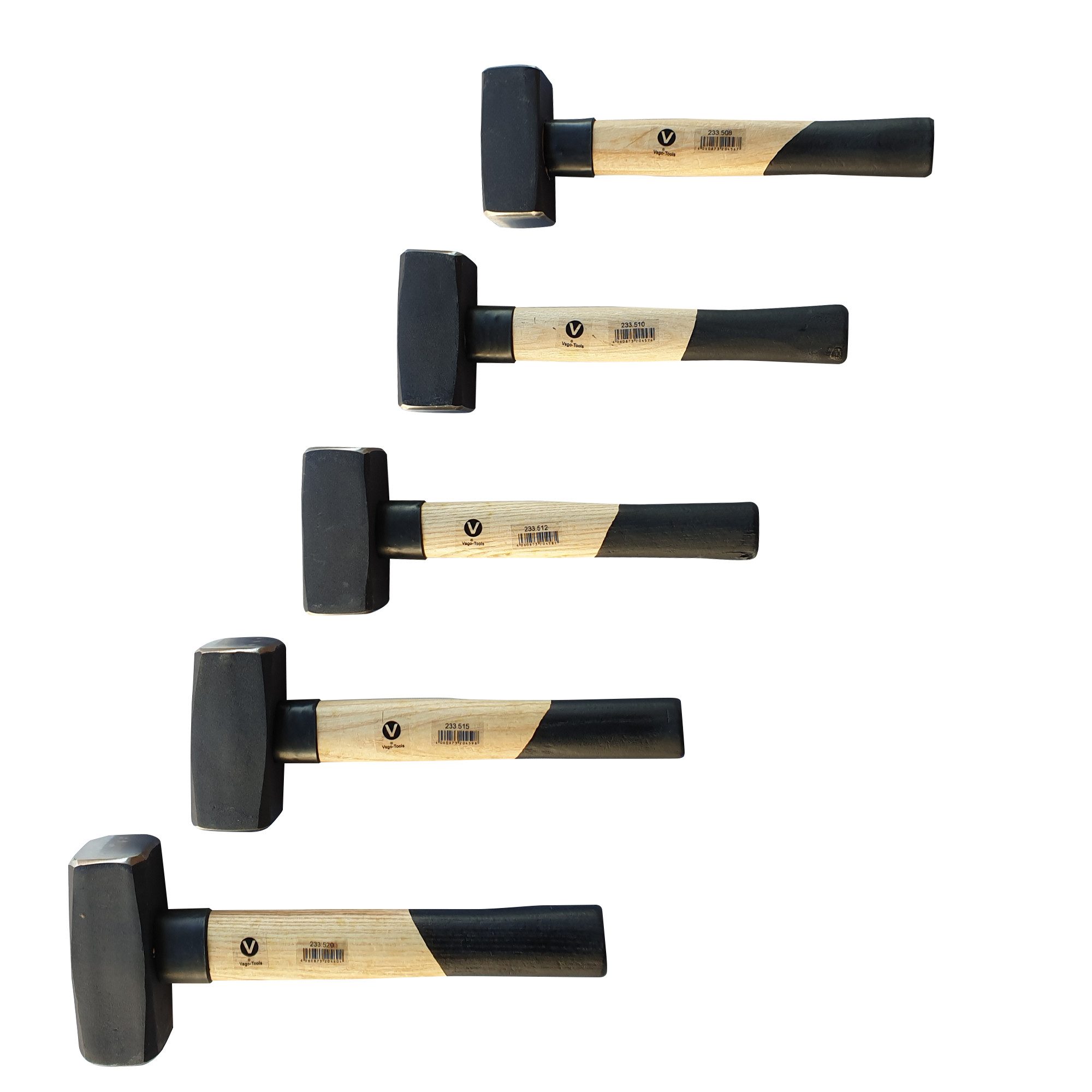 VaGo-Tools Hammer Fäustelhammer 800/1000/1250/1500/2000g 5 tlg Set