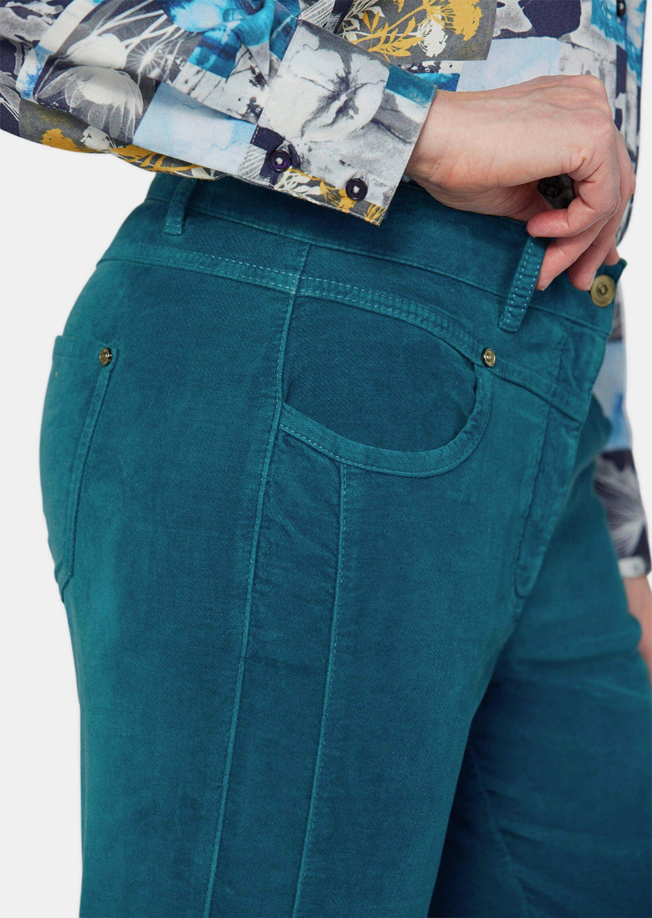 GOLDNER Schlupfhose Kurzgröße: Bequeme Samthose mit raffinierter Naht Unifarbenes Design mit modernem Formbund