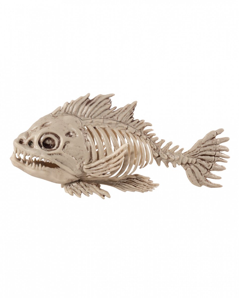 Dekofigur Knochenfarbiges Fisch Skelett 25 cm