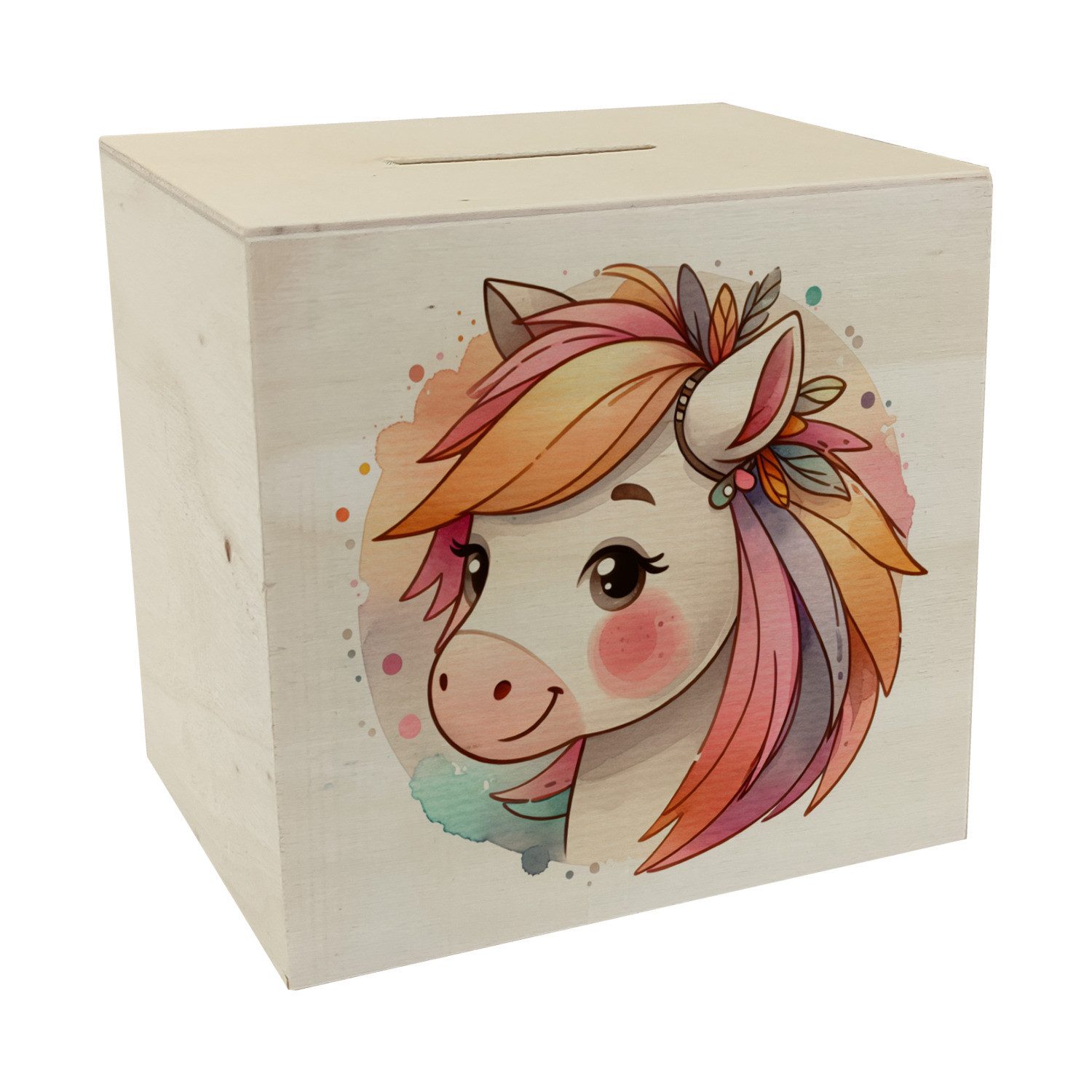 speecheese Spardose Pferde Mädchen Spardose aus Holz