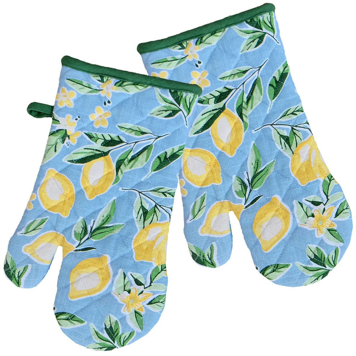 matches21 HOME & HOBBY Topflappen Ofenhandschuhe DEBBIE blau mit Zitronenmo günstig online kaufen