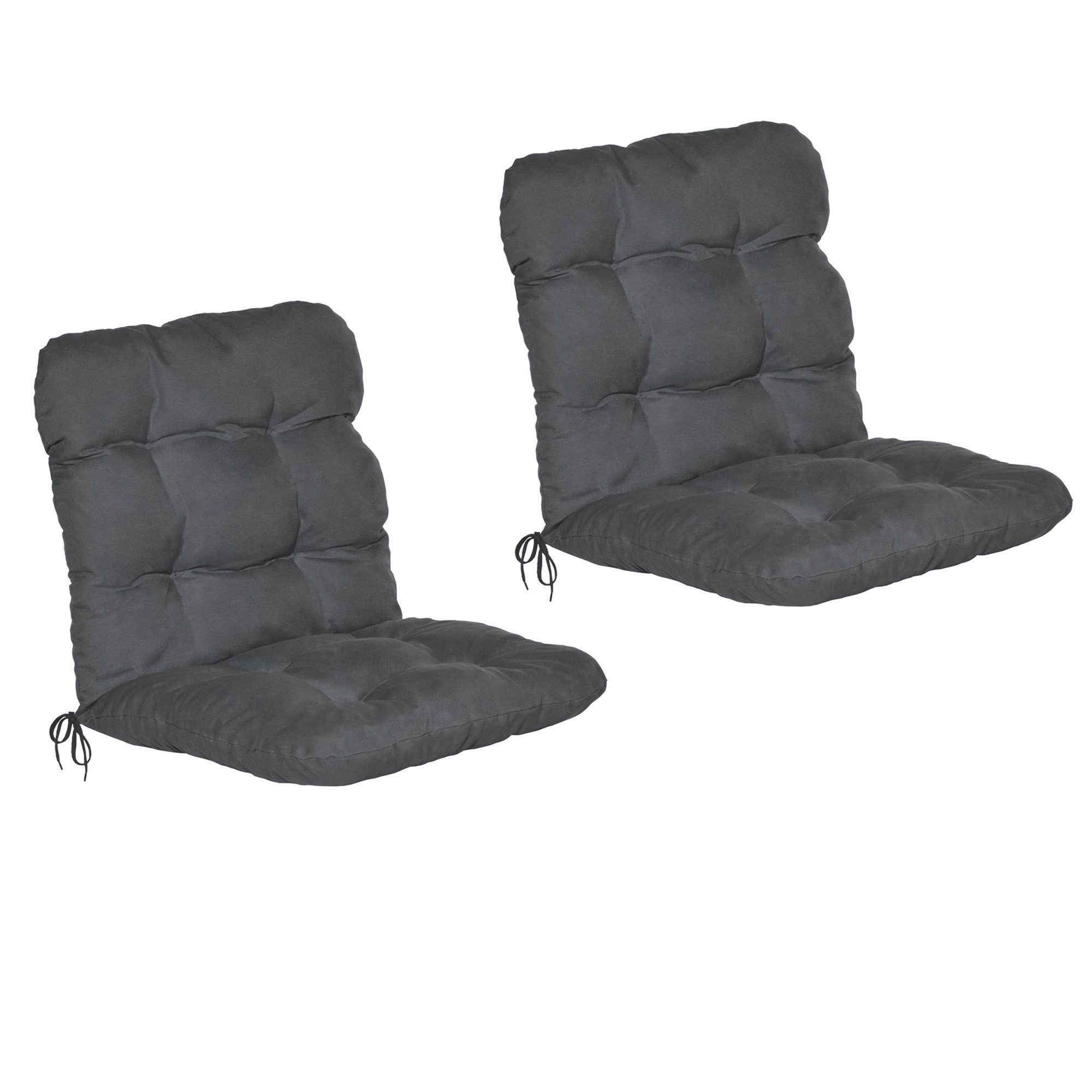 Beautissu Sitzauflage 2er Set Niedriglehner Auflagen Set Flair NL, 100x50x8cm, Graphitgrau, 2er Sitzkissen Niederlehner, Sitzpolster Gartenstuhl & Gartenmöbel