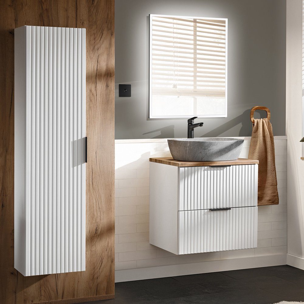 Lomadox Badmöbel-Set ADELAIDE-56-WHITE, (Spar-Set, 3-St), mit LED-Spiegel u günstig online kaufen