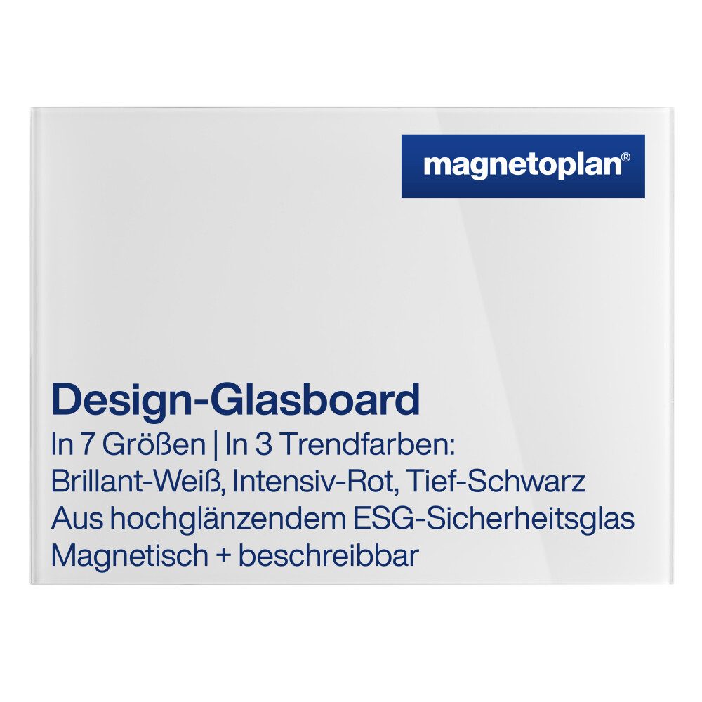 Anzeigetafel Design Glas-Magnettafel - 80x60cm - magnetisch/beschreibbar - Weiß
