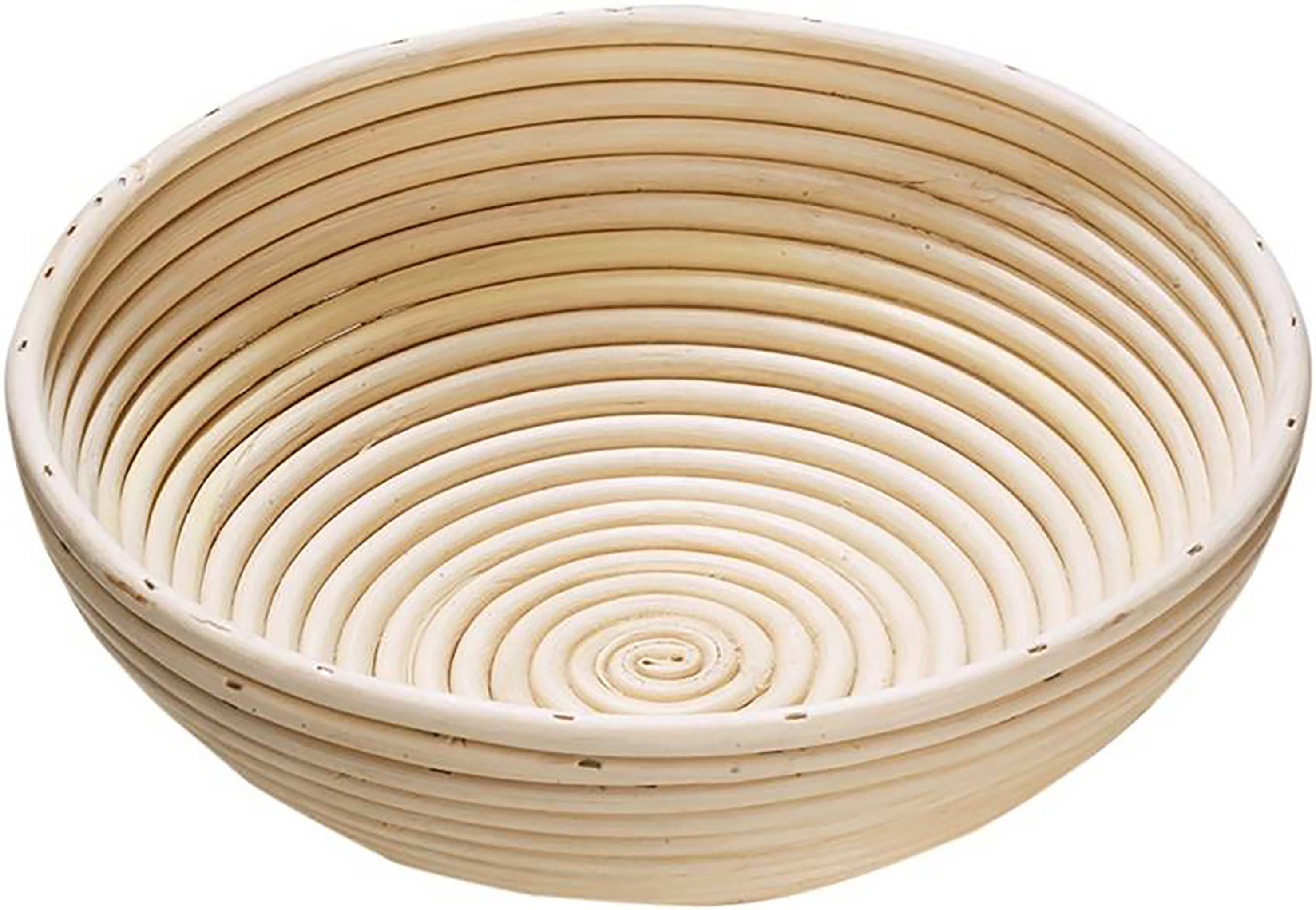 Kobolo Aufbewahrungskorb Rohrbackkorb aus Rattan rund naturfarben (30 cm Durchmesser)