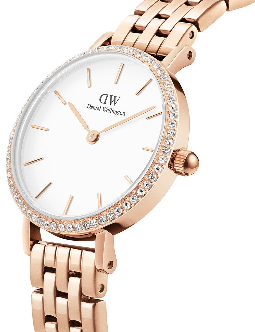 Daniel Wellington Quarzuhr Daniel Wellington DW00100666 Damenuhr Petite Lumine Bezel 5-Link Melro Daniel Wellington DW00100666 Damenuhr Petite Lumine Bezel 5-Link Melrose 28mm 3ATM