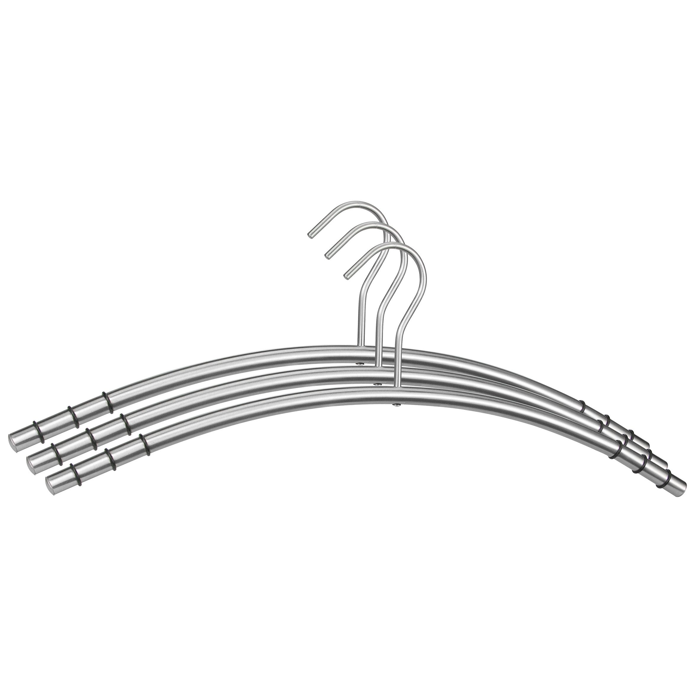 Haushalt International Kleiderbügel Garderobenbügel Metallbügel 48cm Edelstahl 6er Set, (Set, 6-tlg), Hochwertig, Garderobe, Silikonringe, Anti-Rutsch