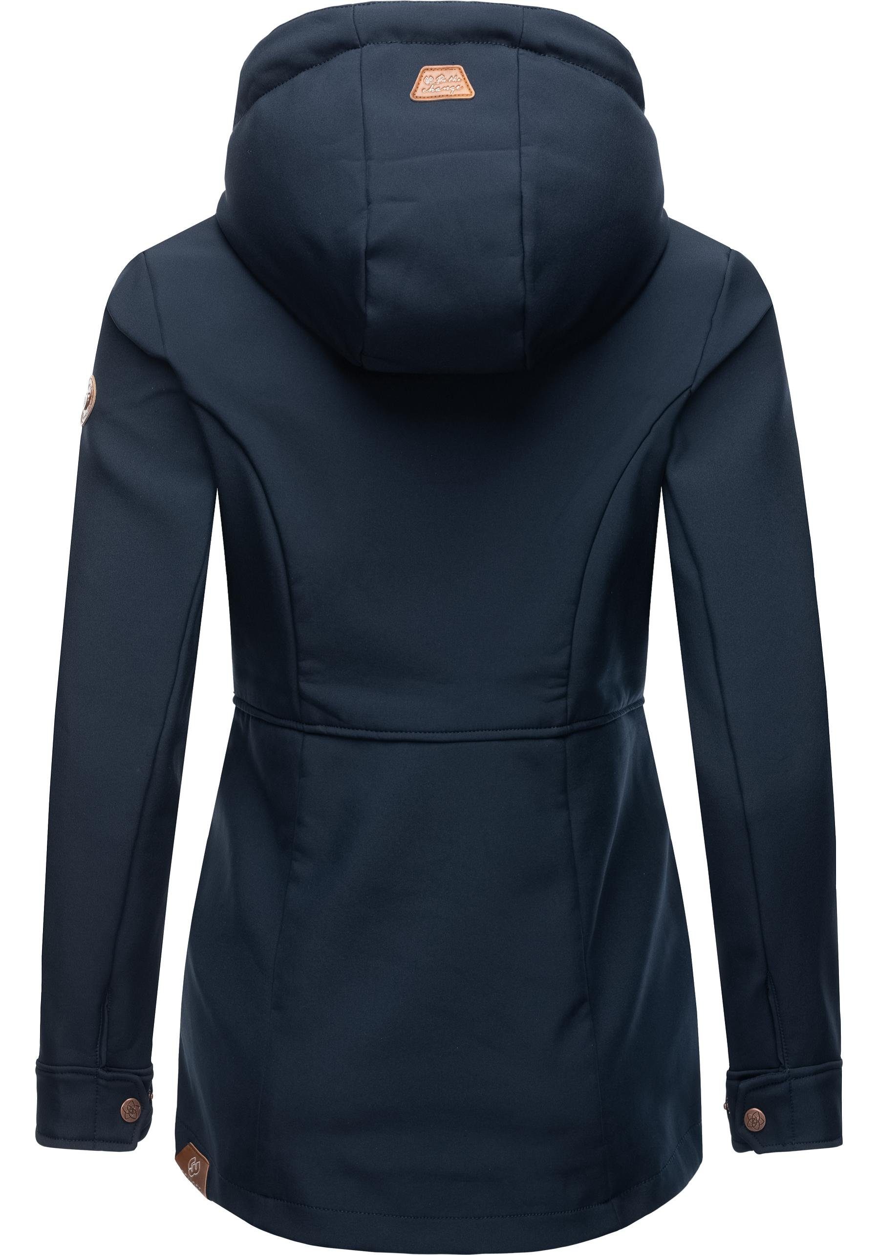 Ragwear Softshelljacke Yba sportliche Kapuze mit Outdoorjacke navy Damen