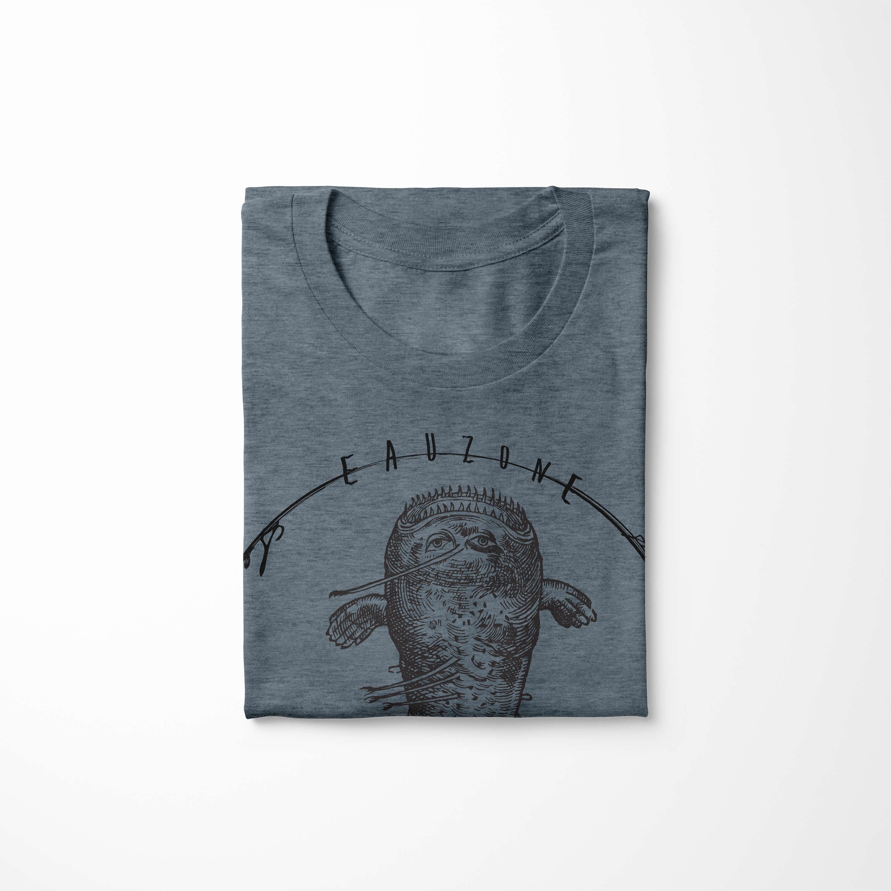 Serie: Sea Schnitt Creatures, / - Indigo Sea T-Shirt Struktur Sinus feine Tiefsee und Art sportlicher 073 Fische T-Shirt