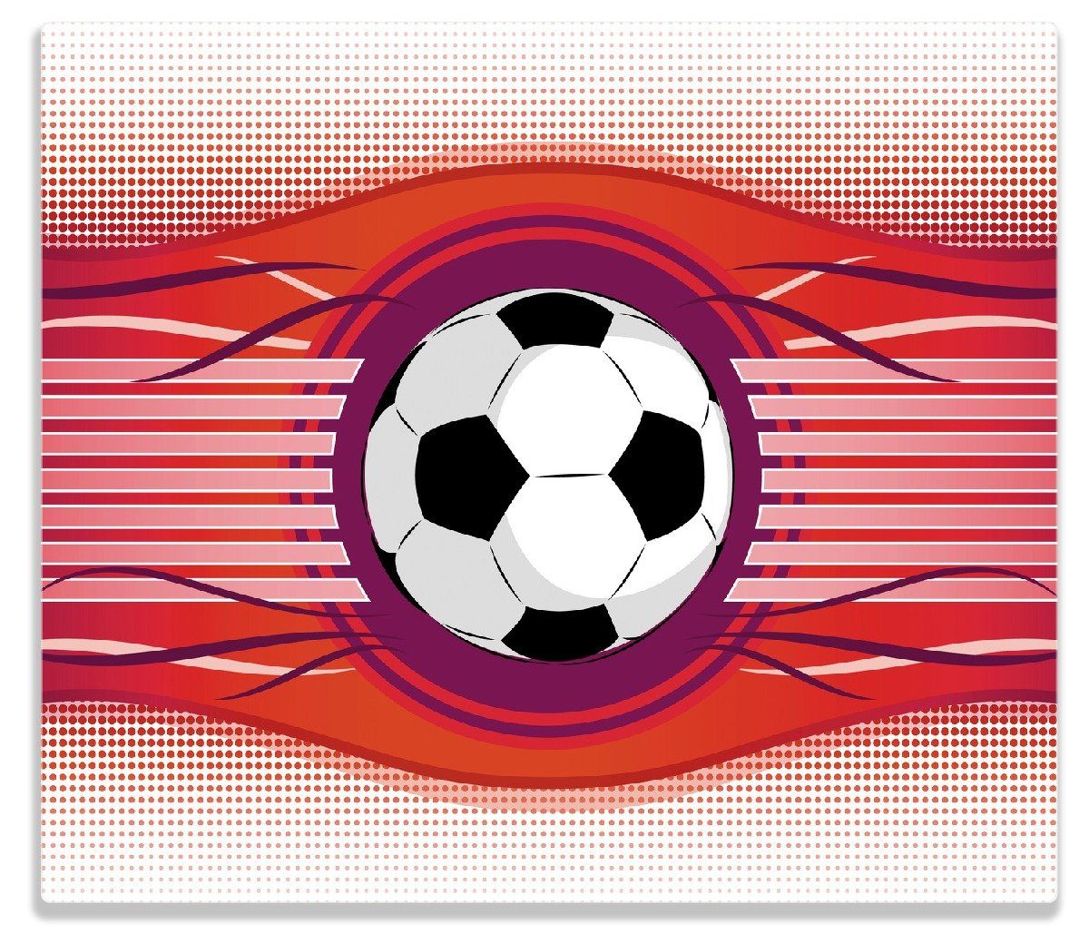Wallario Herd-Abdeckplatte Fußball - Rote Wellen Muster Linien Punkte, ESG-Sicherheitsglas, (Glasplatte, 1 tlg., inkl. 5mm Noppen), verschiedene Größen