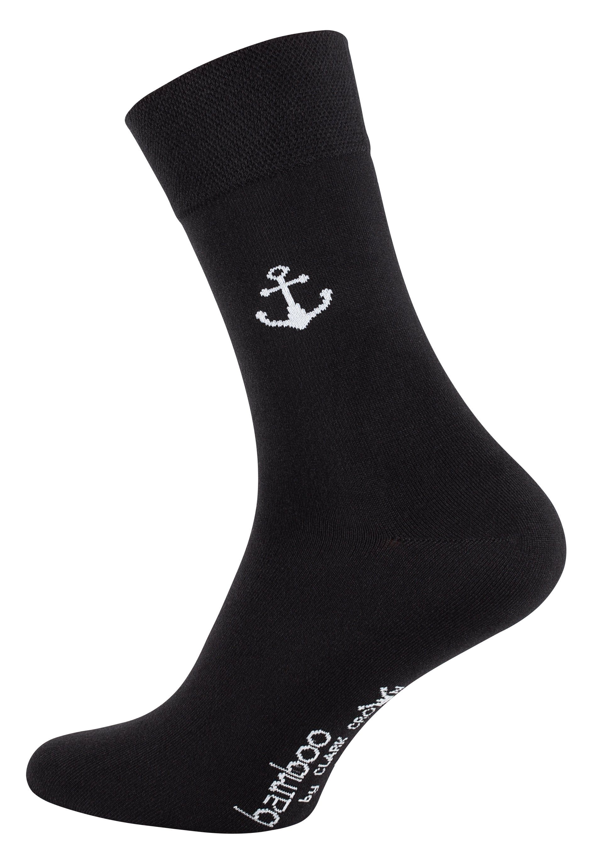 Viskose Clark und Crown® weich atmungsaktiv Socken (6-Paar) Ankerdesign durch