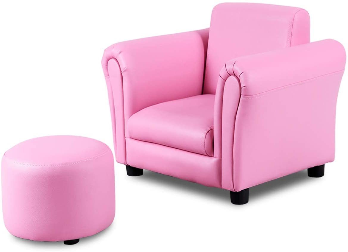 COSTWAY Sofa Kindersessel mit Fußschemel, 2 Teile