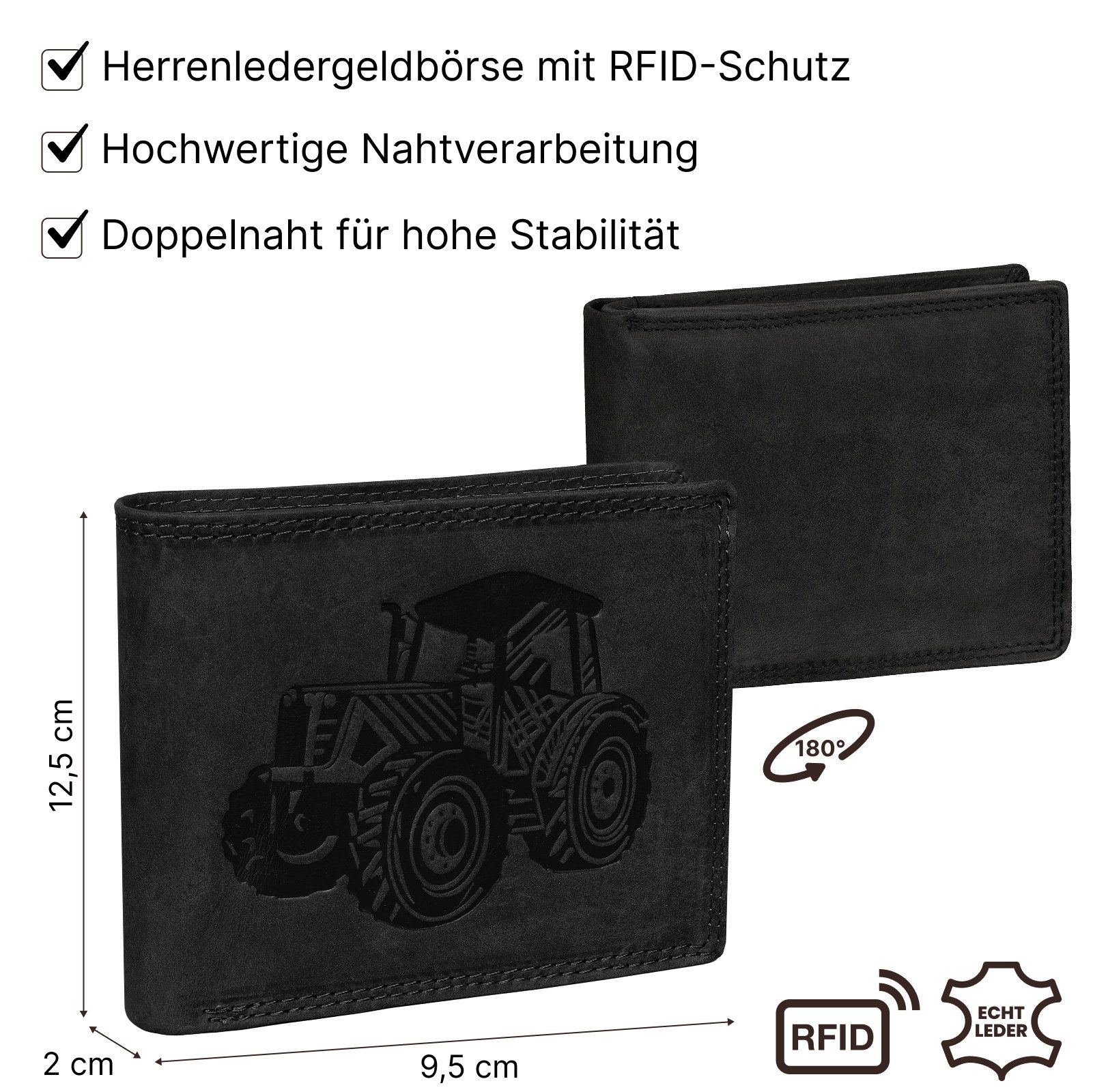 EAAKIE Geldbörse RFID Büffel Echt Leder Geldbörse Portemonnaie Herren mit Motiv, RFID Schutz – Bild 3 von 5