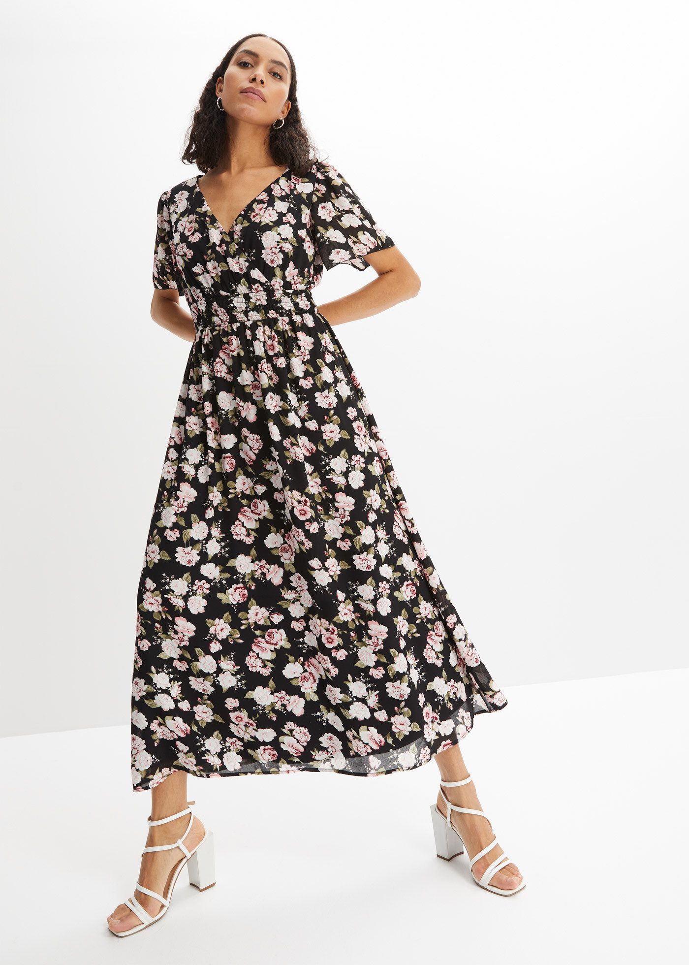 bonprix Maxikleid für den Alltag, aus Polyester, ausgestellte Passform günstig online kaufen