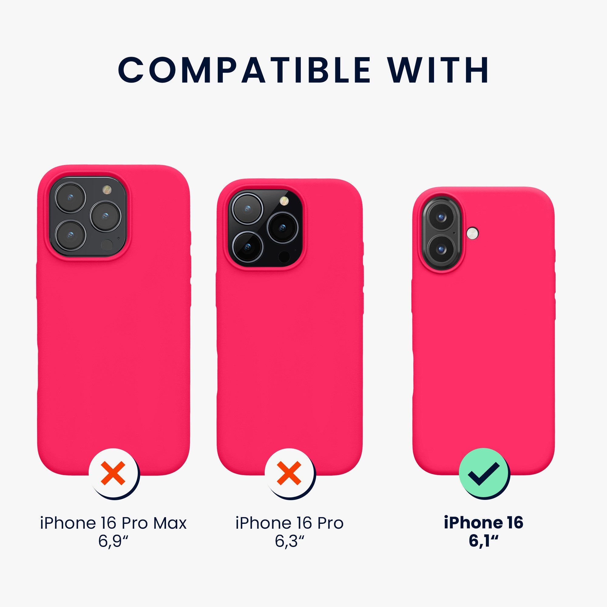 kwmobile Handyhülle Hülle für Apple iPhone 16, Hülle Silikon gummiert - Handyhülle - Handy Case Cover – Bild 2 von 5