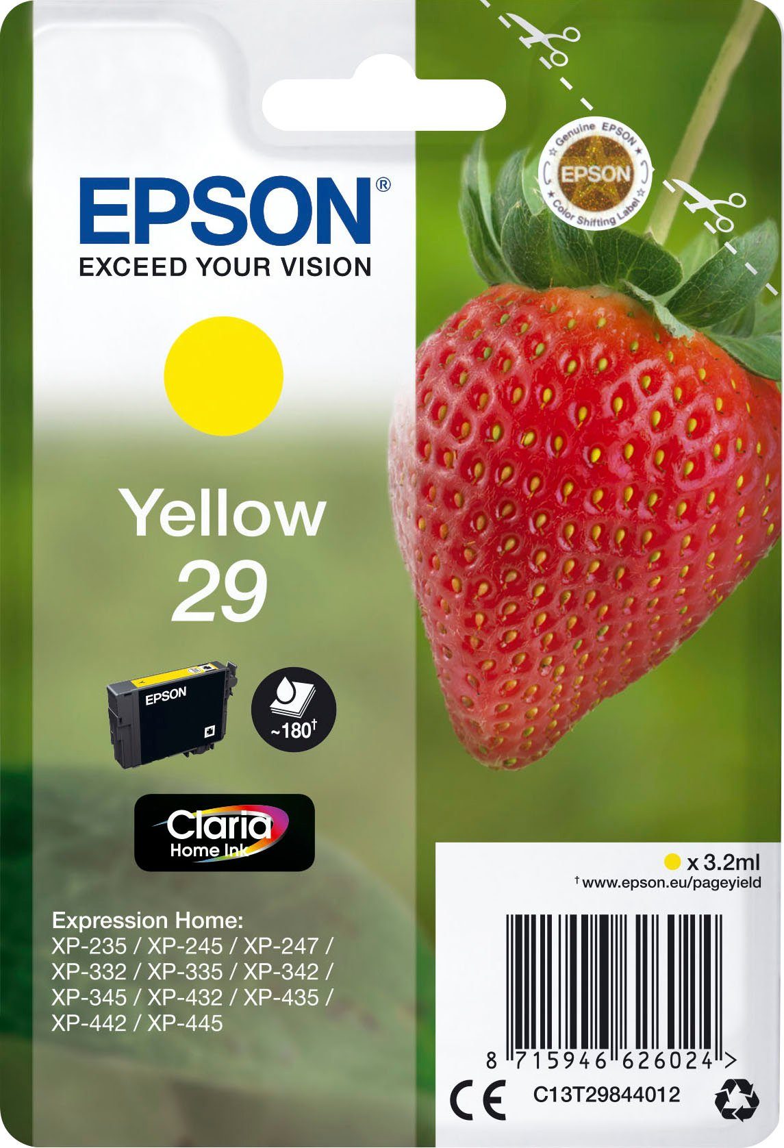 Tintenpatrone (29) original Epson Druckerpatrone gelb) T2984 29 (1-tlg.,