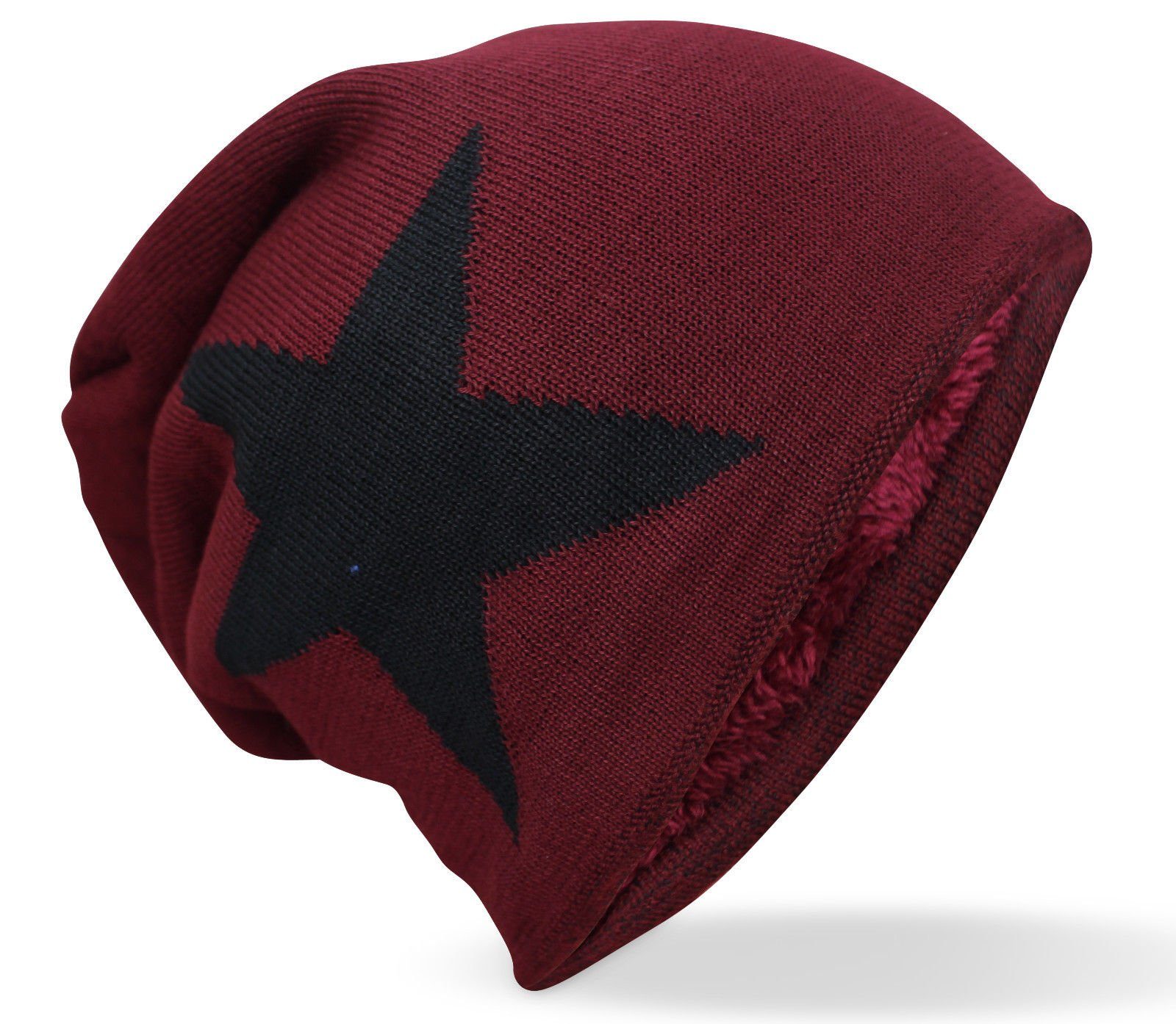 LOREZA Strickmütze Damen Herren Unisex gefütterte Strickmütze Slouch Beanie (1-St) Warm gefütterte Wintermütze Strickmütze Beanie Damen und Herren