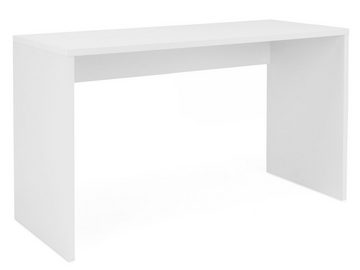 möbelando Schreibtisch Ravenna, Moderner Schreibtisch aus melaminharzbeschichteter Spanplatte in Weiß matt. Breite 130 cm, Höhe 75 cm, Tiefe 54 cm