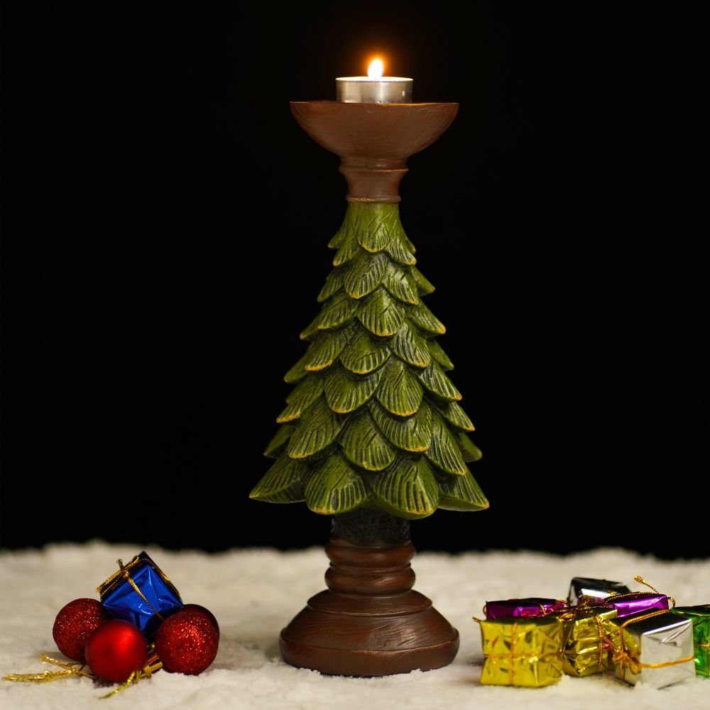 (Vintage Weihnachtsbaum Kerzenständer Harzhandwerk Skulptur Grün SIKAINI Tischdekoration), Dekorationsstück,