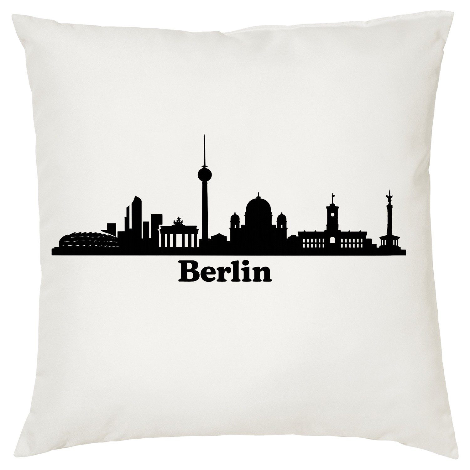 Blondie & Brownie Dekokissen Berlin Skyline Dekokissen Silhouette Berliner Wahrzeichen fürs Zuhause, Berlin Skyline Dekokissen Silhouette