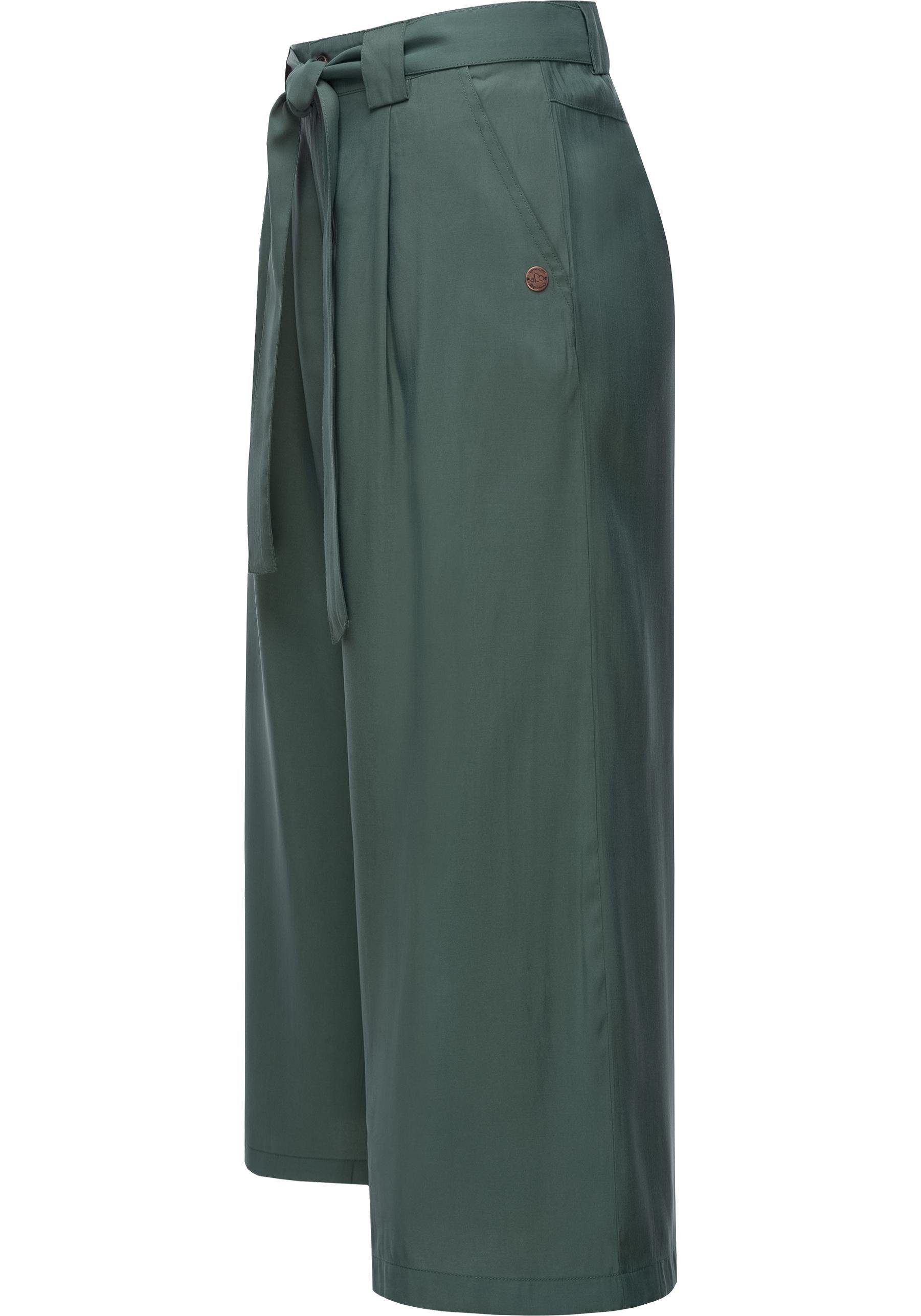 Stylische Ragwear Gürtel Hose Yarai mit dunkelgrün Culotte Stoffhose