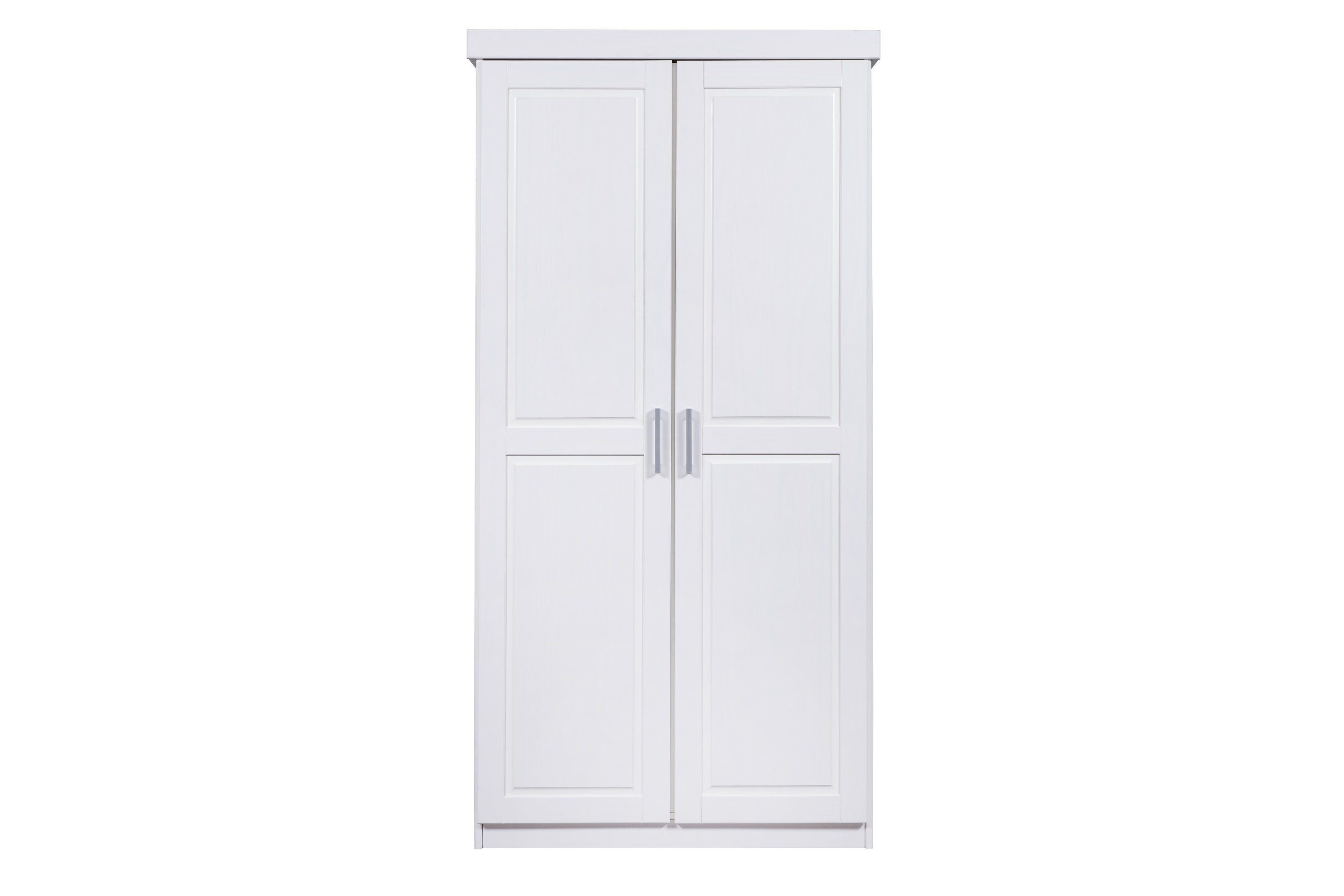 möbelando Kleiderschrank Hakon einem (BxHxT x Einlegeboden cm) 55 Weiss 2 Massivholz in mit Türen und 190 95 x aus