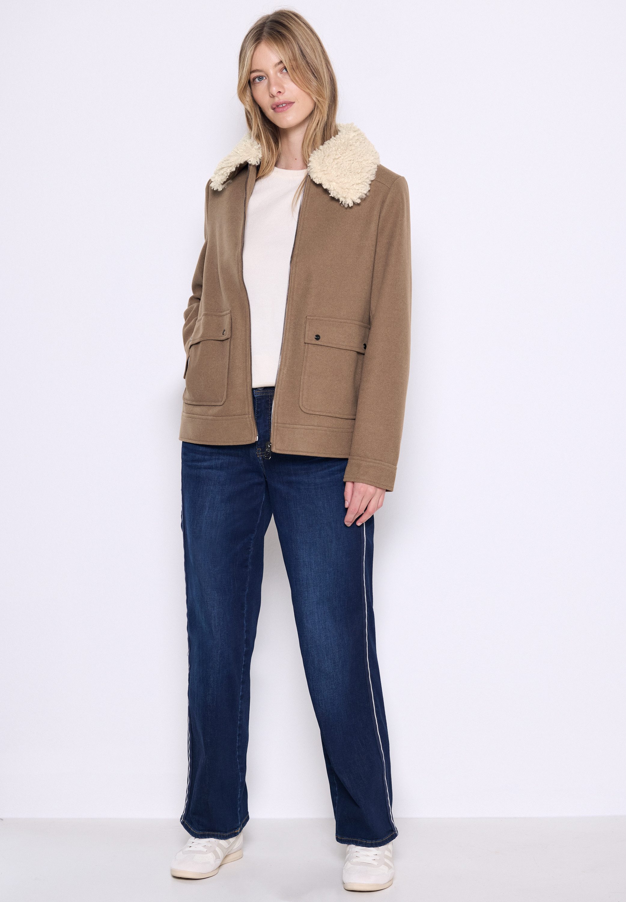 STREET ONE STUDIO Fellimitatjacke mit Kragen