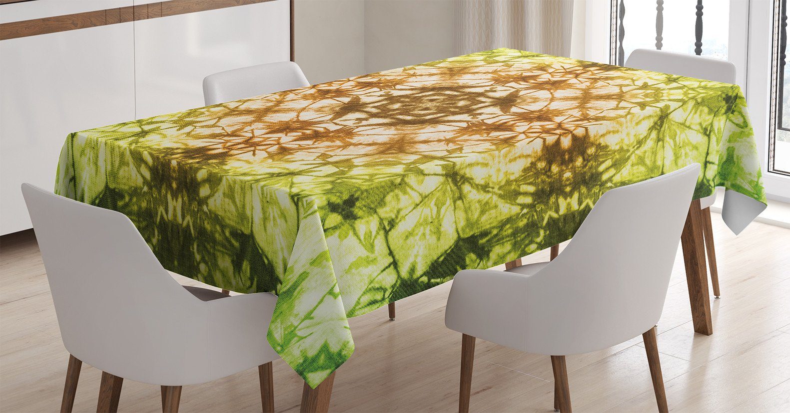 Für Abakuhaus Farben, Faded Grün Waschbar Außen Bereich Fearful Farbfest Pleat Klare Motive geeignet Tischdecke den