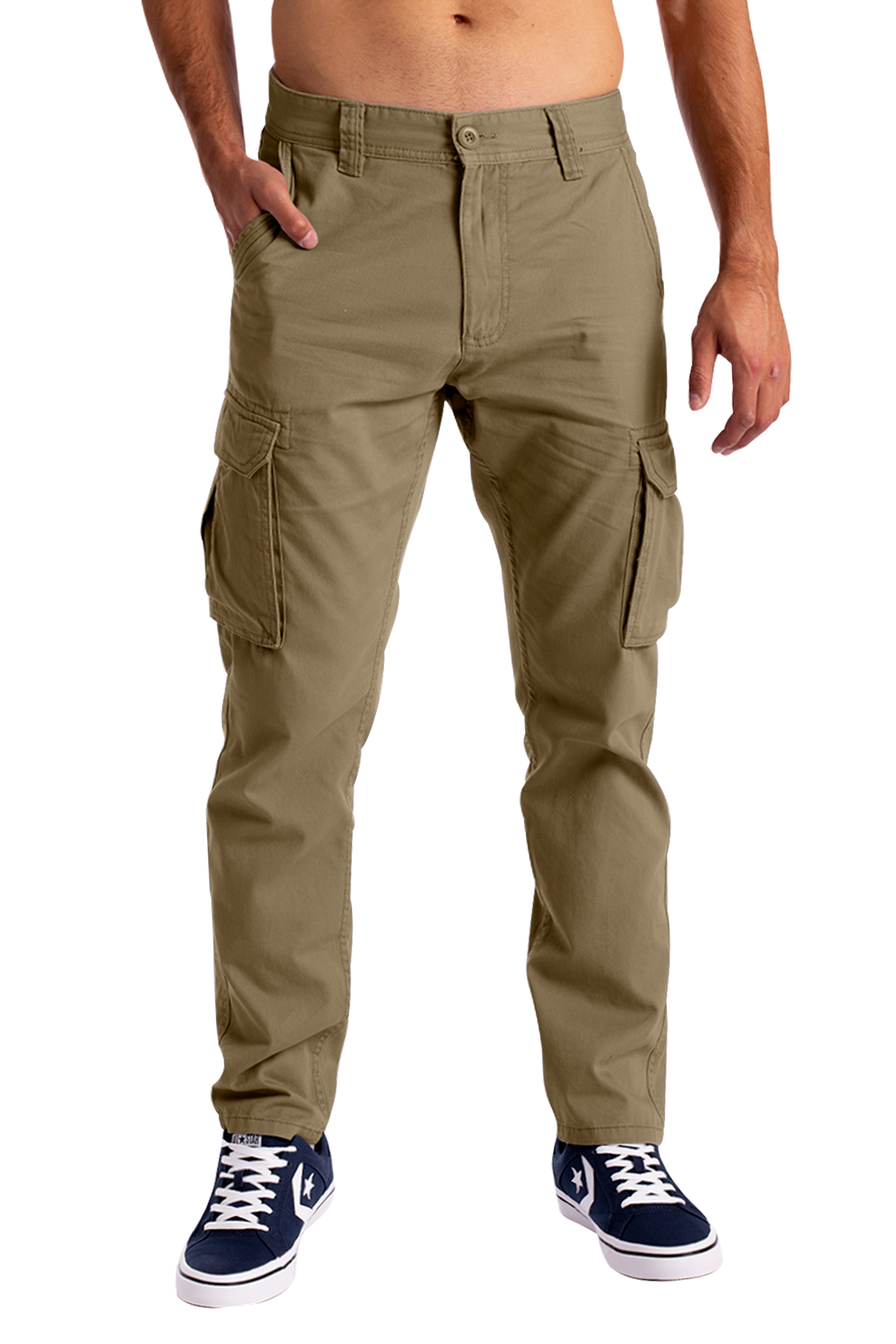 BlauerHafen lockere 6 Khaki mit Taschen Lässige, für Cargohose Arbeitshose aus Herren Baumwolle