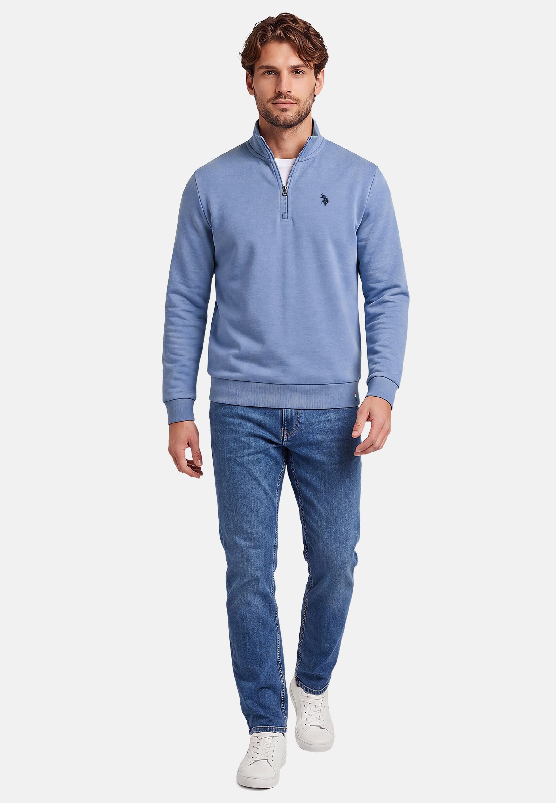 U.S. Polo Assn. Stehkragenpullover USNiico – Herren Half-Zip Pullover mit Logo-Stickerei Weiche Baumwollmischung, sportlich-elegantes Design und hoher Komfort – Bild 3 von 5